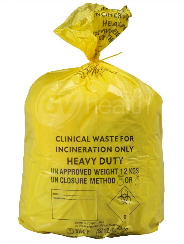 90L Large Yellow Heavy Duty Clinical Waste Bags x 25 Swash Hygiene
